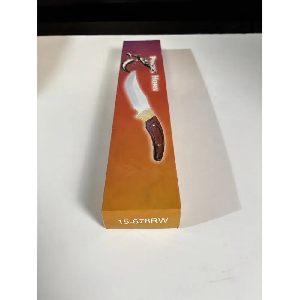12” Custom Designed Knife Satin Finish Pakawood Handle. Nylon Sheath. New In Box